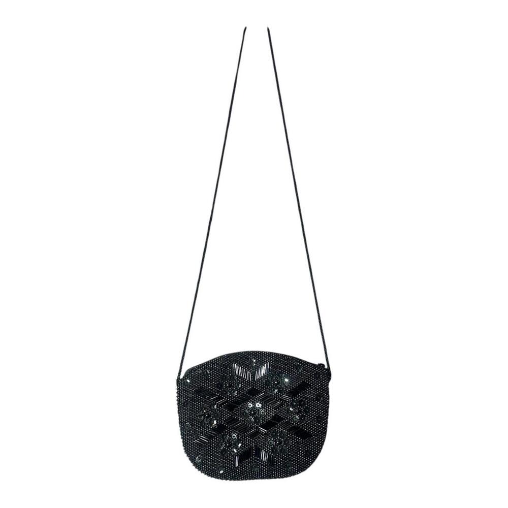 Rare Vintage Loredana‎ Small Beaded & Sequins  Shoulder Bag in Black - Picture 11 of 12